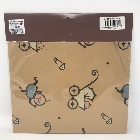 Michel & Co La Dee Da Carriage Gift Wrap Wrapping Paper Baby Shower 24x30 Sealed - Picture 2 of 2